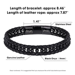 To My Father Leather Bracelets For Men, Black- Fathers Day Gift