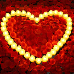 3000Pcs Rose Petals with 36Pcs LED Tea Lights Candles, Valentine's Day