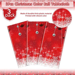 3Pieces Merry Christmas Plastic Table Cover Rectangle 54x108inch