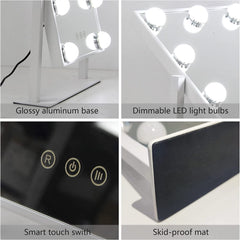 Vanity Mirror w/ 9 LED Lights Touch Control w/ 3 Colors Light & 360°Rotation