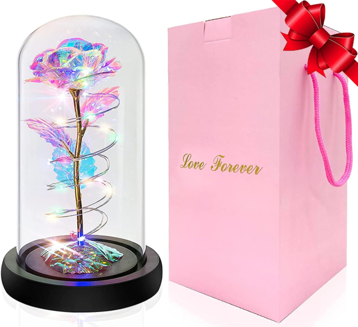 Galaxy Rose for Women, Gifts for Mom, Personalized Gifts for Women, Gift for Her, Womens Gifts for Christmas, Cute Unique Glass Rose Flower Gift, Womans Gift Ideas Mother Wife Daughter