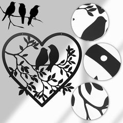 Metal Bird Wall Art Decor Birds on a Branch Birds Wall Art Hanging Silhouette Family Black