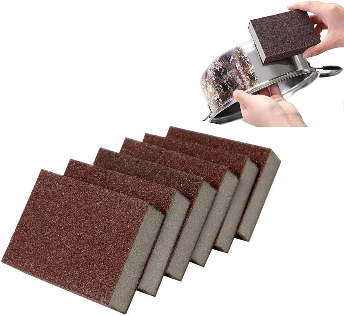 Nano Carborundum Sponge 6pcs, Kitchen Nano Emery Magic Clean Rub Pot, Metal