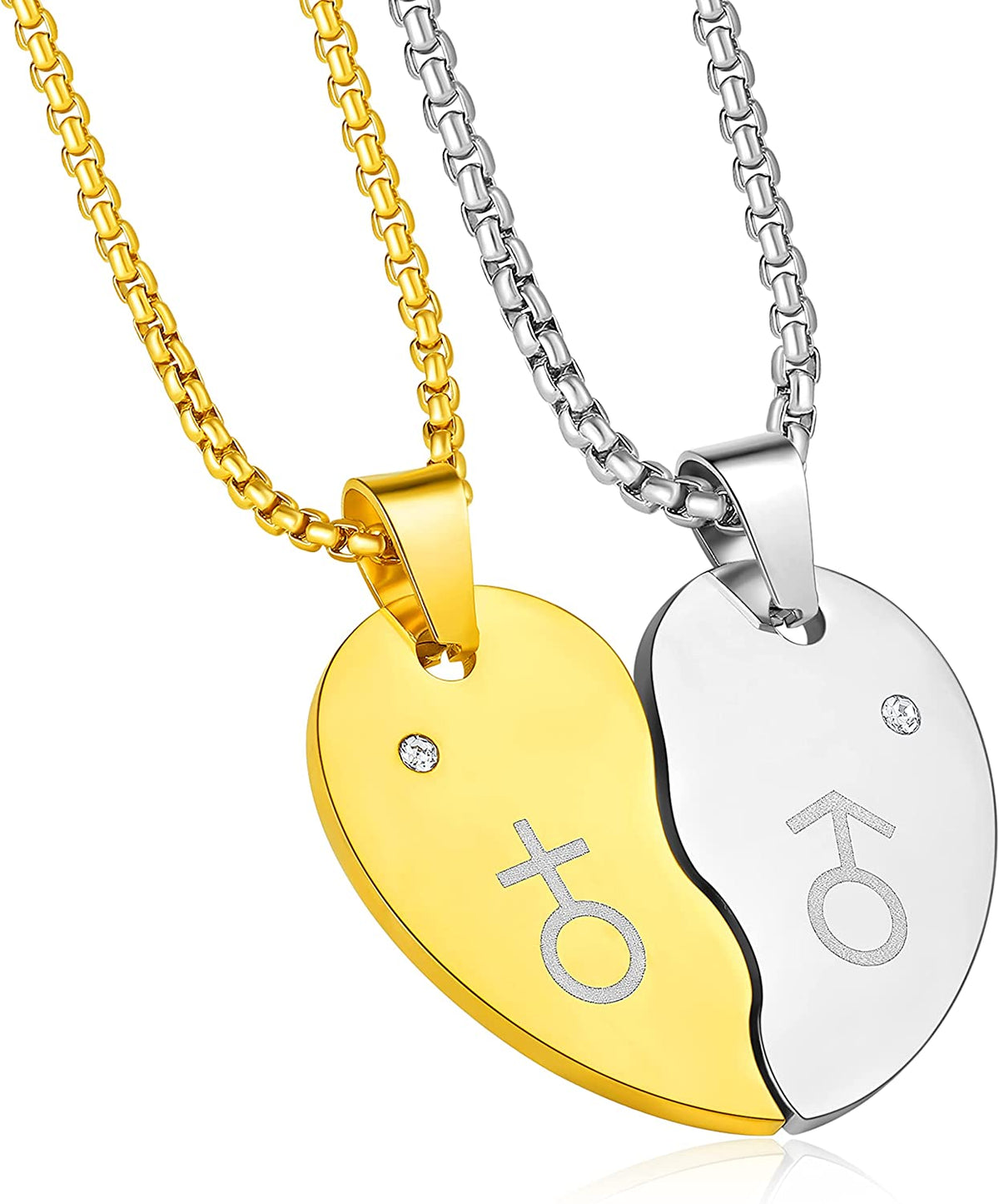 Heart Pendant Necklaces for Couples Valentines Day Gift -Gender Symbol Heart Necklace