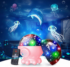 Pink Night Light Projector,Ocean Star Night Light for Kids Room w/ 360° Rotation,Remote & Timer
