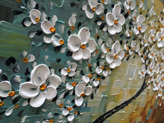 100% Hand-Painted Contemporary Oil Painting On Canvas Texture Palette Knife Tree Modern Home Interior Decor Abstract Art 3D Flowers Paintings Ready to Hang 24x48inch