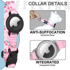Upgraded AirTag Cat Collar, Integrated GPS Cat Collar w/ Apple Air Tag Holder & Bell Pink