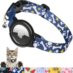 Upgraded AirTag Cat Collar, Integrated GPS Cat Collar w/ Apple Air Tag Holder and Bell Blue