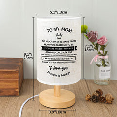 Mom Birthday/ Mothers Day Gifts - Fabric Wooden Desk Table Lamp for Bedroom Living Room