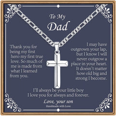 Fathers Day Cross Gifts for Men, Silver (To my dad from son)