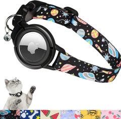 Upgraded AirTag Cat Collar, Integrated GPS Cat Collar w/ Apple Air Tag Holder and Bell Black