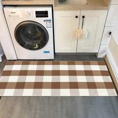 Christmas Buffalo Plaid Outdoor Rug Runner 24"x51" Checkered Brown and White