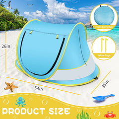 Large Pop Up Beach Tent Sun Shade for Beach,Portable Baby Travel Tent w/ Mosquito Net UPF 50+ UV Protection