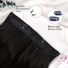 Invisible Wire Hair Extensions 20 Inch - Chestnut Brown with Blonde Hightlights