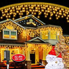 400 LED 32.8ft 8 Modes 64 Drops Christmas Icicle Lights