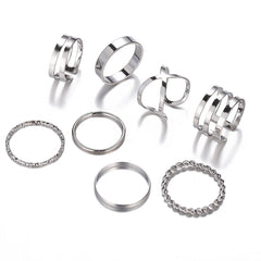 8Pcs Stackable Joint Knuckle Ring Set For Women 14K Gold Plated