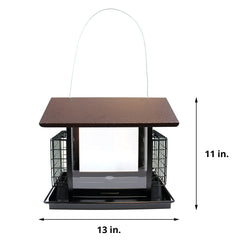 Birds Hopper Suet Seed Feeder, Sunflower/Mixed Seed, Black