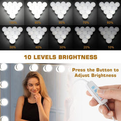 LED Vanity Mirror Lights, 17.7ft Hollywood Make Up w/ 10 Dimmable Led Bulbs, USB w/ 3 Color Modes