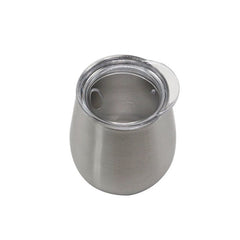 Double Wall Stainless Steel 10 oz (10 Fluid Ounces) Silver Wine Tumblers, 4 Pack