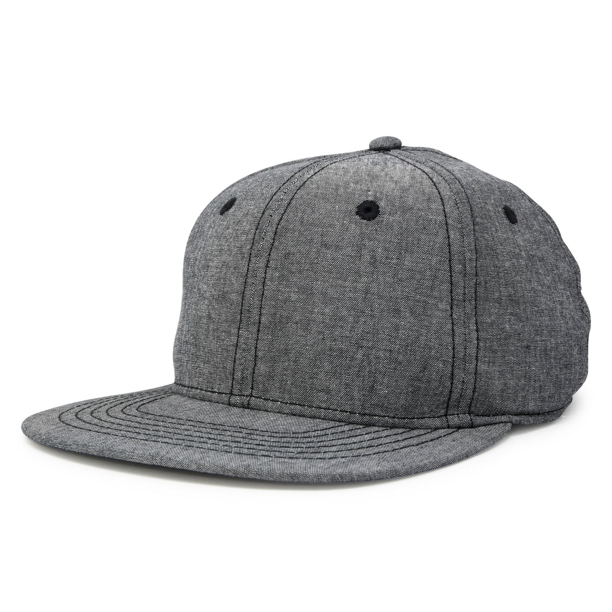 Men's Premium Flat Bill Snapback Chambray Hat 6 Panel Cap
