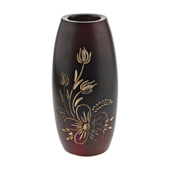 Bold Vibrant Flower Garden Red Mango Tree Wood Set of 2 Flower Vase