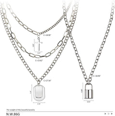 4Pcs Set Punk Silver Necklaces For Men Women