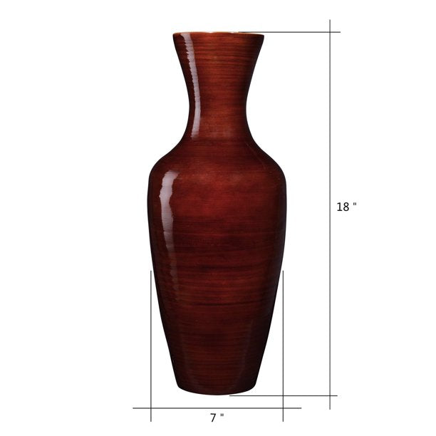 18â€?Tall Brown Bamboo Vase | Decorative Jar Vase for Silk Plants & Flowers