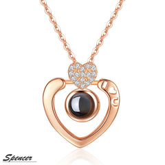 Heart Pattern "I Love You" Light Projection Pendant Necklace for Women