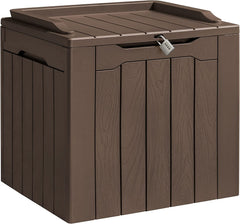 31 Gallon Resin Deck Box Waterproof Outdoor Storage w/ Padlock Indoor Outdoor Organization & Storage (Dark Brown)