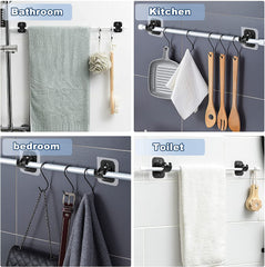10PCS Self Adhesive Curtain Rod Holders No Drill Brackets Nail Free Adjustable (Black)