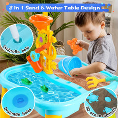 Toddlers Sand & Water Table w/ Umbrella, Water Table for Sensory Activity