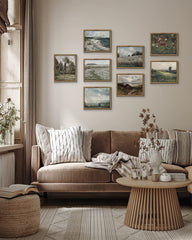 Framed Canvas Wall Art Home Decor, Meadow w/ Flowers Painting Prints, Canvas (8x10in/20x25cm)