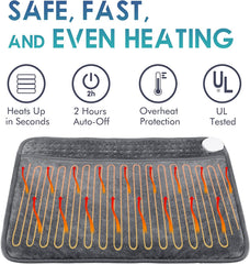 Heated Foot Warmers, 20"x24" Electric Pad w/ 6 Heat Settings, Overheating Protection, Gray