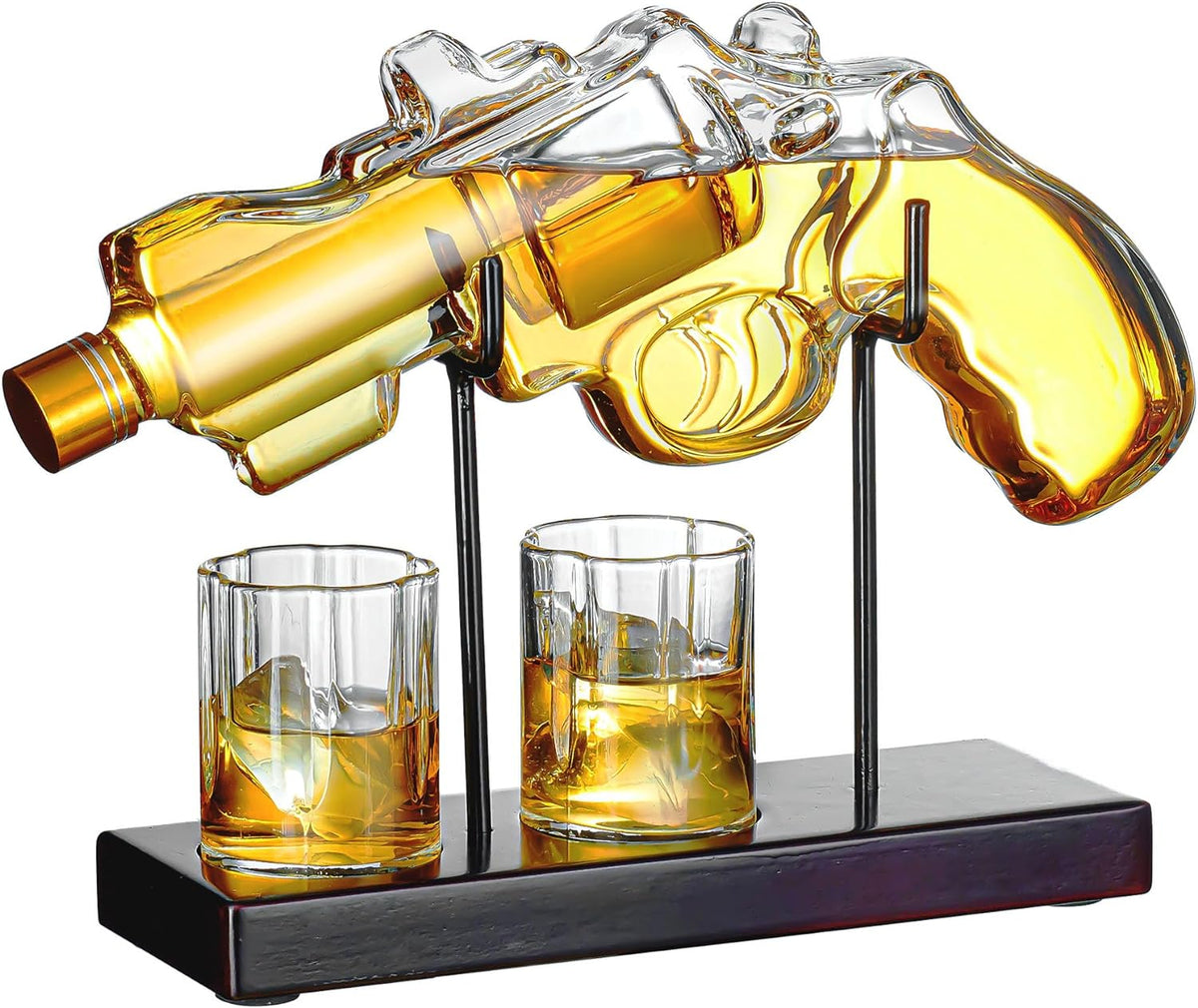 Gifts for Men Dad, Kollea 9 Oz Whiskey Decanter Set with 2 Oz Glasses, Unique Dad Christmas Birthday Gift Ideas from Daughter Son, Funny Housewarming Present, Cool Liquor Dispenser for Home Bar