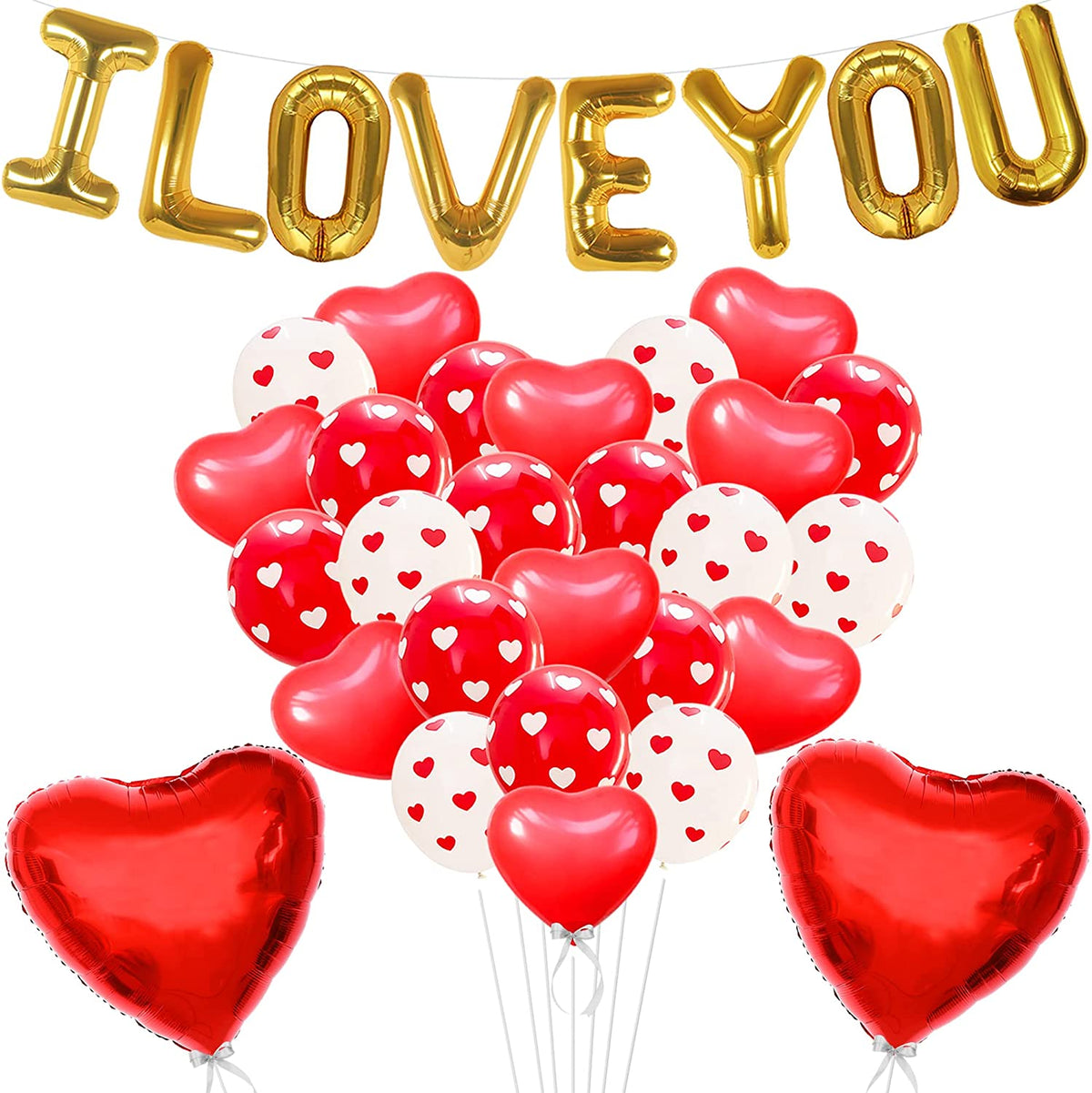 I Love You Balloons Decorations-Pack of 37 | Heart Balloons for Proposal Decor
