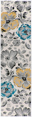 Modern Floral Design Easy Cleaning Non Shedding Runner Rug 2' X 7'2" Cream