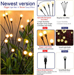 New Upgraded Solar Swaying Light, Sway by Wind, Solar Outdoor Lights, Yard Patio Pathway Decoration Warm White(2 Pack)