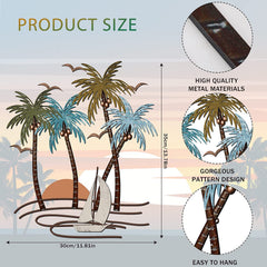 Palm Tree  Tropical Beach Metal Wall Decoration (Sailboat)