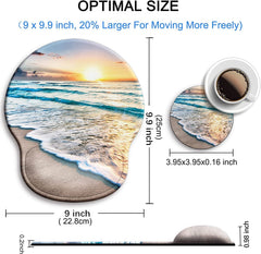 Ergonomic Mouse Pad w/ Wrist Support Rest  20% Larger w/ Coaster Non-Slip, A-Beach