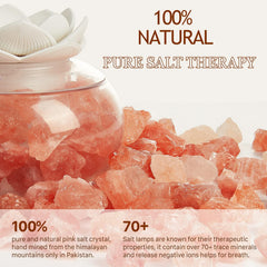 Essential Oil Diffusers Aromatherapy Diffuser: Vyaime Salt Lamp Diffuser for Home Bedroom Office, Pink Crystal Himalayan Cute Lotus Auto Shut-Off 7 Colors LED Night Light - White