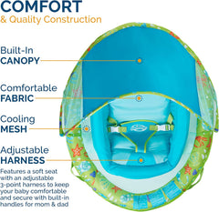 Baby Spring Float w. Adjustable Canopy & UPF Sun Protection, Green Octopus