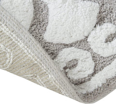 100% Cotton Tufted Bathroom Rugs Luxurious Plush Medallion Floral Pattern Bath Mat Absorbent, Quick Dry, Round 25", Taupe