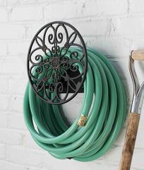 Iris Wall Mounted Decorative Hose Butler, Holds 125-Feet of , Black