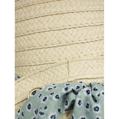 Laundry Women's Asymmetrical Straw Sun Hat w/ Printed Ribbon Scarf -Oatmeal