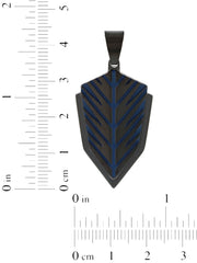 Men's Black & Blue Stainless Steel Armor Shield Pendant Necklace