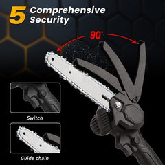 Mini Chainsaw Kit, 4-Inch+6-Inch Adjustable Cordless Handheld Chain Saw with 2 Rechargeable 21V 2000mAh Battery, 4 Chains, Tool Box Set, Hand Held Power Chain Saws