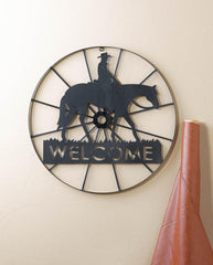 COWBOY WELCOME WHEEL SIGN