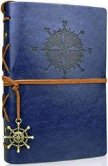 Vintage Leather Journal Travelers Notebook Refillable Journals Refillable Diary Planner(Dark Blue)
