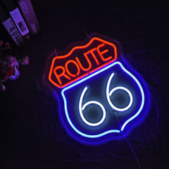 Historic Route 66 Neon Sign Wall Art Decoration