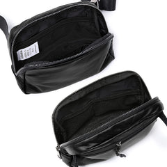 Mini Belt Bag with Adjustable Strap, PU Fanny Pack Small Waist Pouch for Workout Running Travelling Hiking, Matt Black